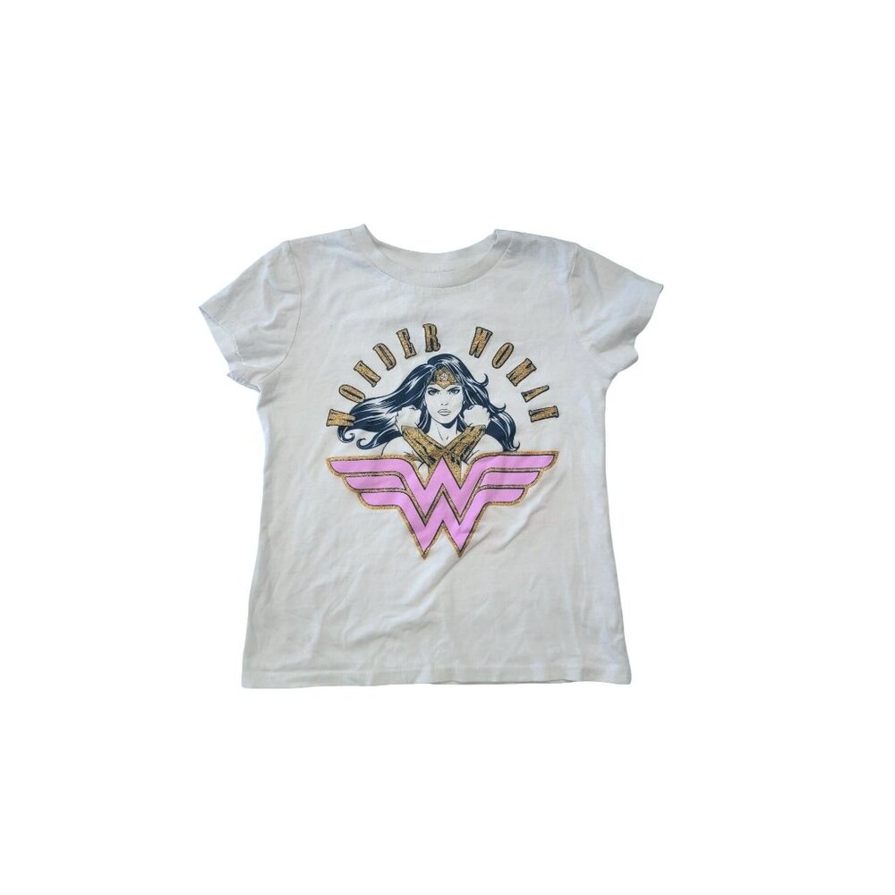 Wonder Woman Girls T-Shirt XS 6/6X White - Picture 1 of 2